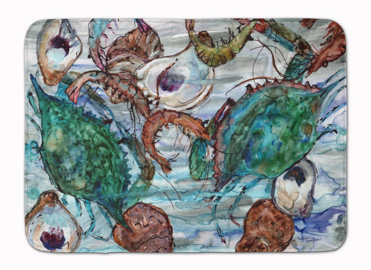 8965RUG Shrimp Crabs & Oysters in water Machine Washable Memory Foam Mat