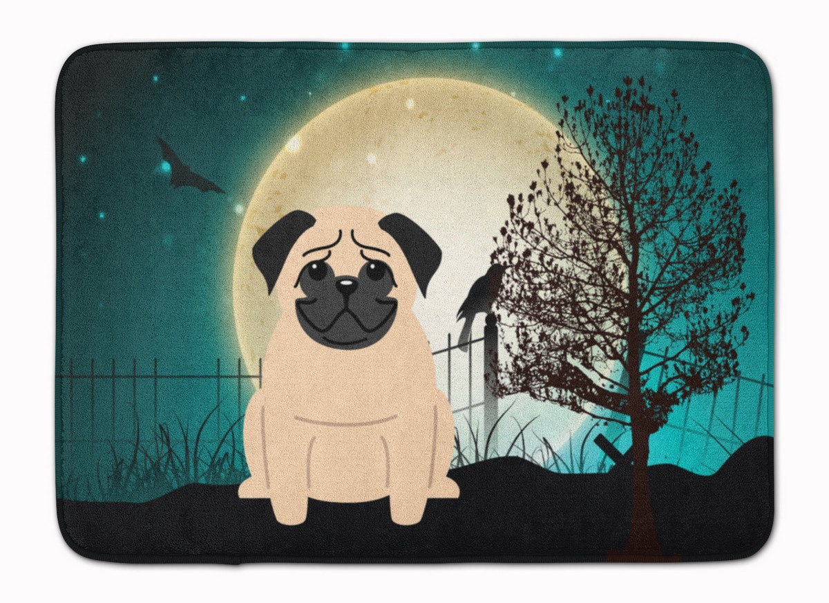 Halloween Scary Pug Fawn Machine Washable Memory Foam Mat