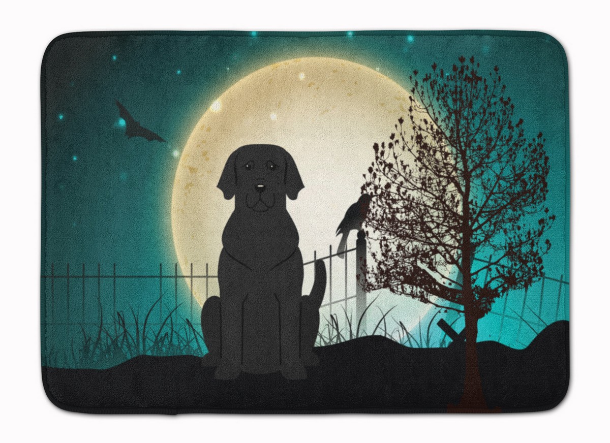 BB2247RUG Halloween Scary Black Labrador Machine Washable Memory Foam Mat