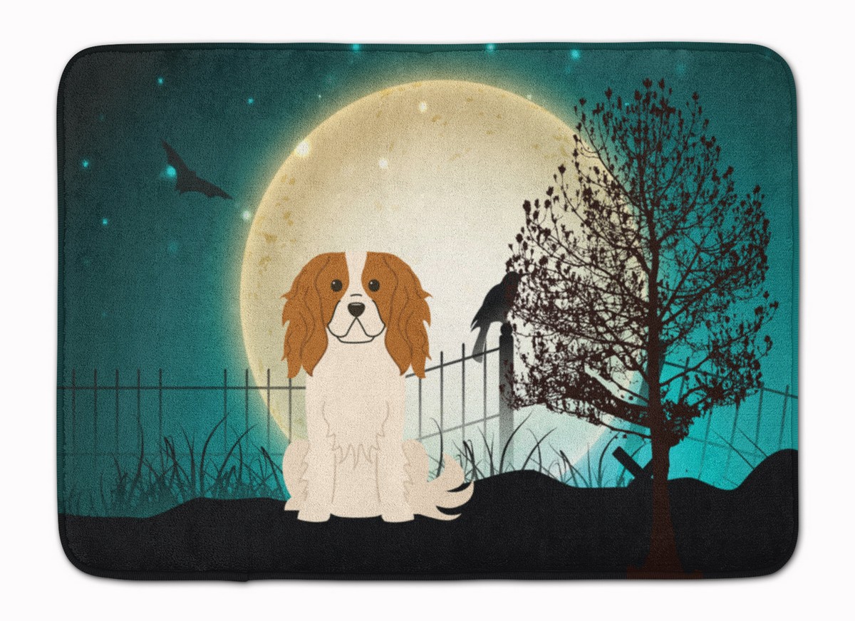 BB2248RUG Halloween Scary Cavalier Spaniel Machine Washable Memory Foam Mat