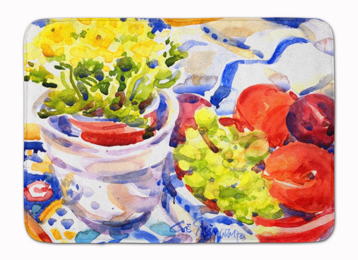 6037RUG Apples Plums & Grapes with Flowers Machine Washable Memory Foam Mat