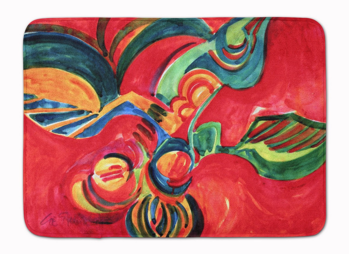 6043RUG Red Flowers & Berries Machine Washable Memory Foam Mat