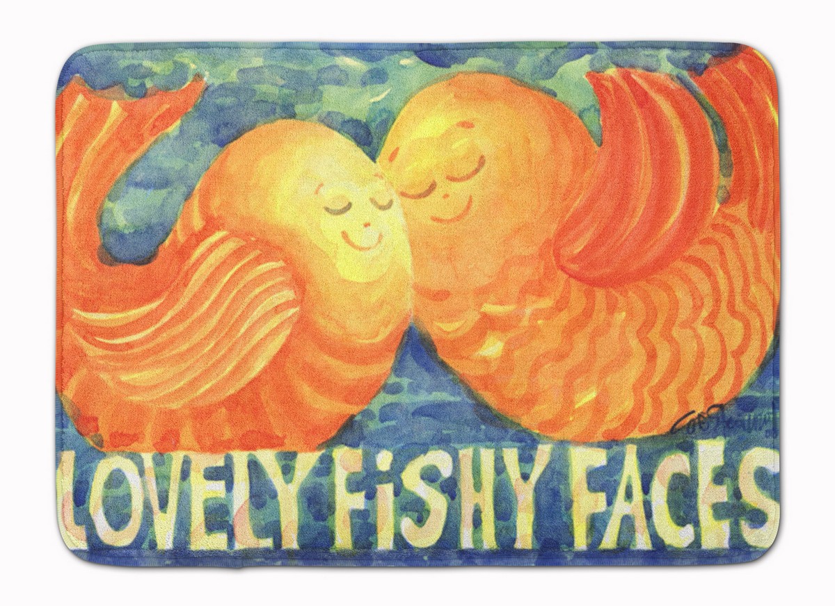 6052RUG Fish Kissing Fish Machine Washable Memory Foam Mat