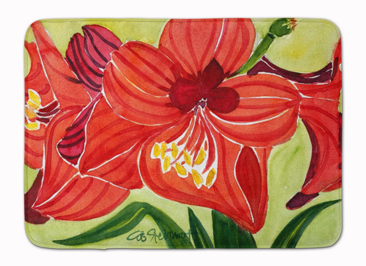 6055RUG Flower Amaryllis Machine Washable Memory Foam Mat