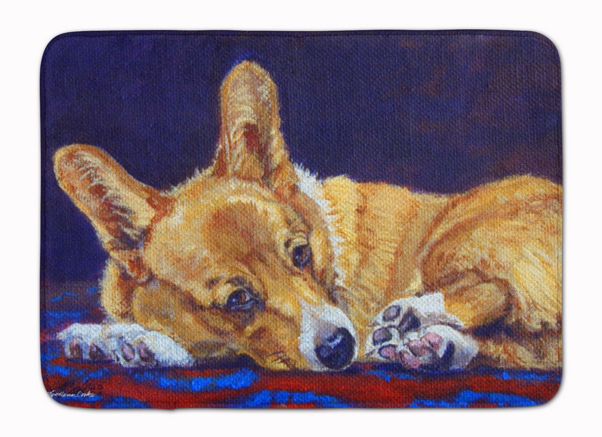 7320RUG Corgi Blue Lonesome Machine Washable Memory Foam Mat