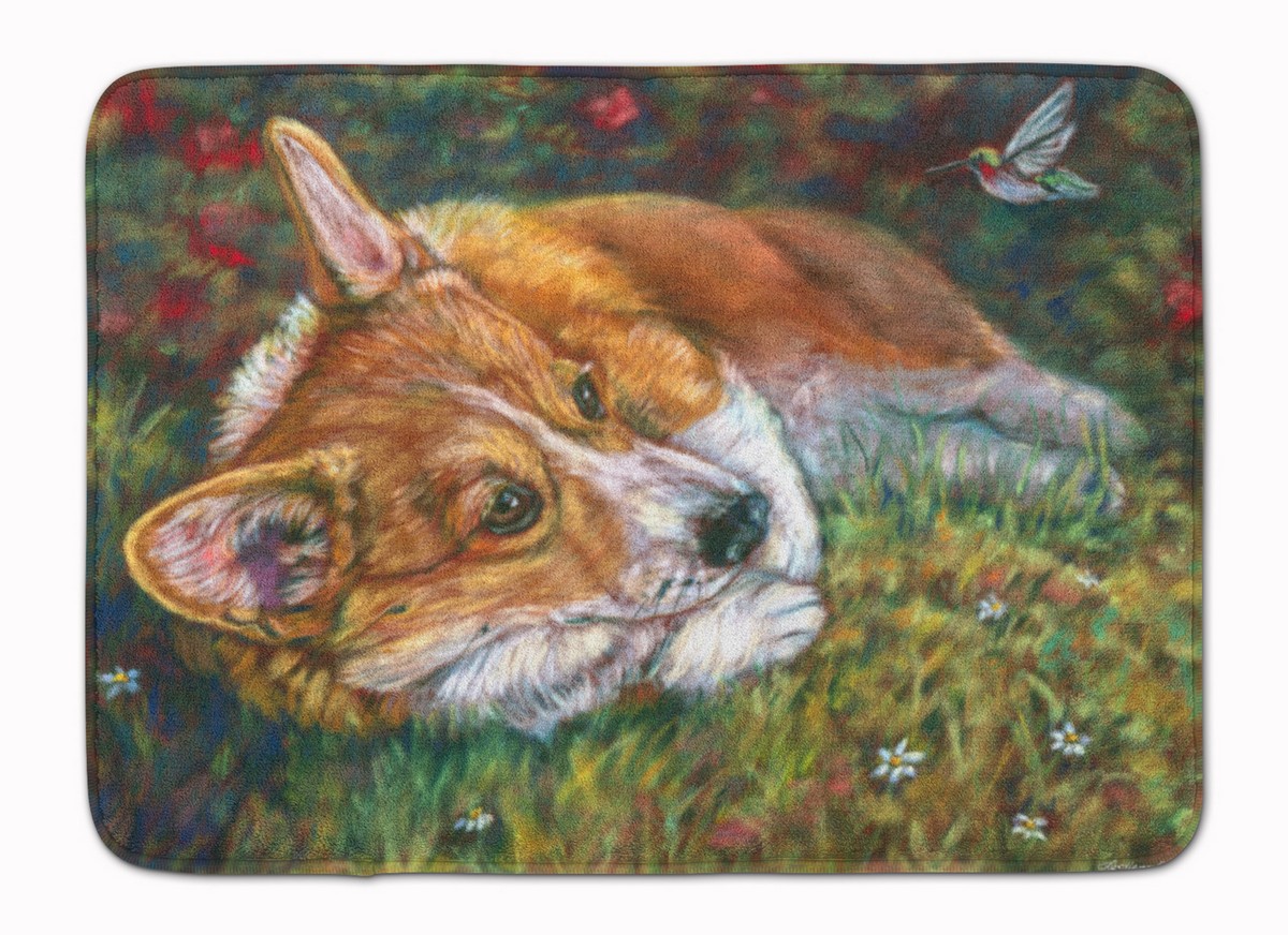 7326RUG Corgi Pastel Hummingbird Machine Washable Memory Foam Mat
