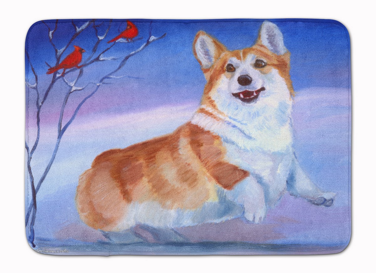 7328RUG Corgi Snow Cardinal Machine Washable Memory Foam Mat