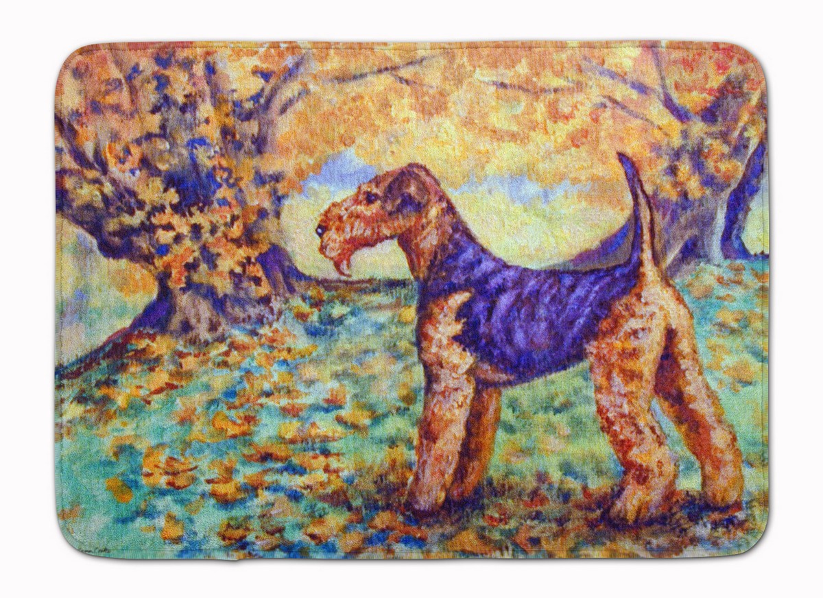 7343RUG Autumn Airedale Terrier Machine Washable Memory Foam Mat