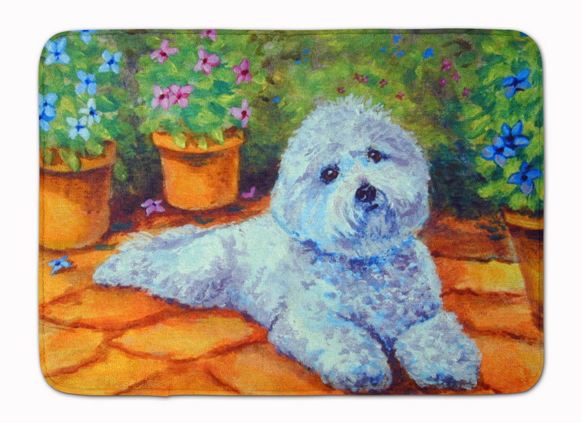 Bichon Frise on the Patio Machine Washable Memory Foam Mat