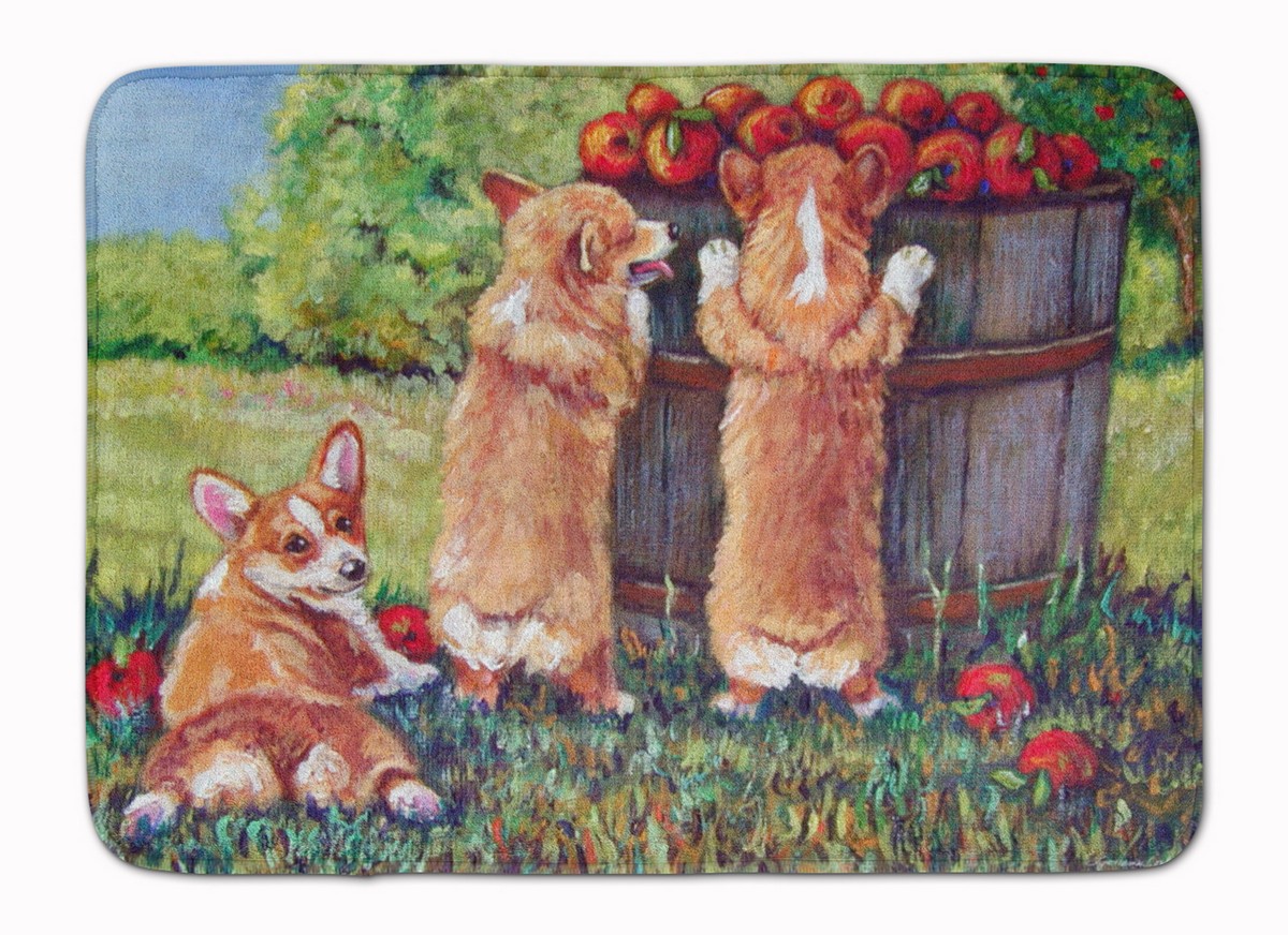 Apple Helper Corgis Machine Washable Memory Foam Mat