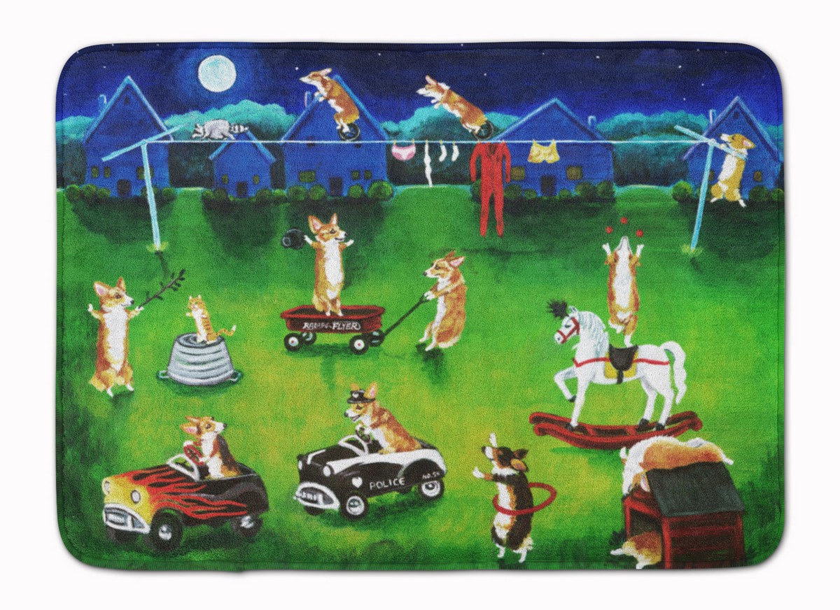 Carolines Treasures 7403RUG Corgi Backyard Circus Machine Washable Memory Foam Mat