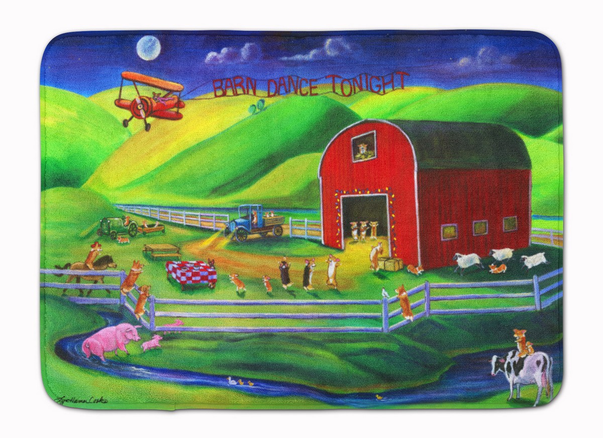 7404RUG Corgi Barn Dance Machine Washable Memory Foam Mat