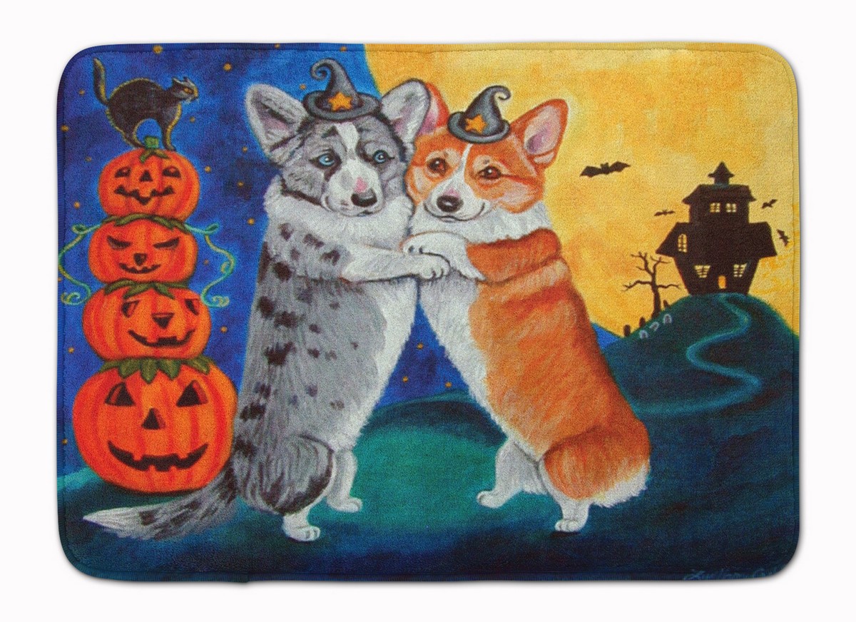 Corgi Halloween Scare Machine Washable Memory Foam Mat