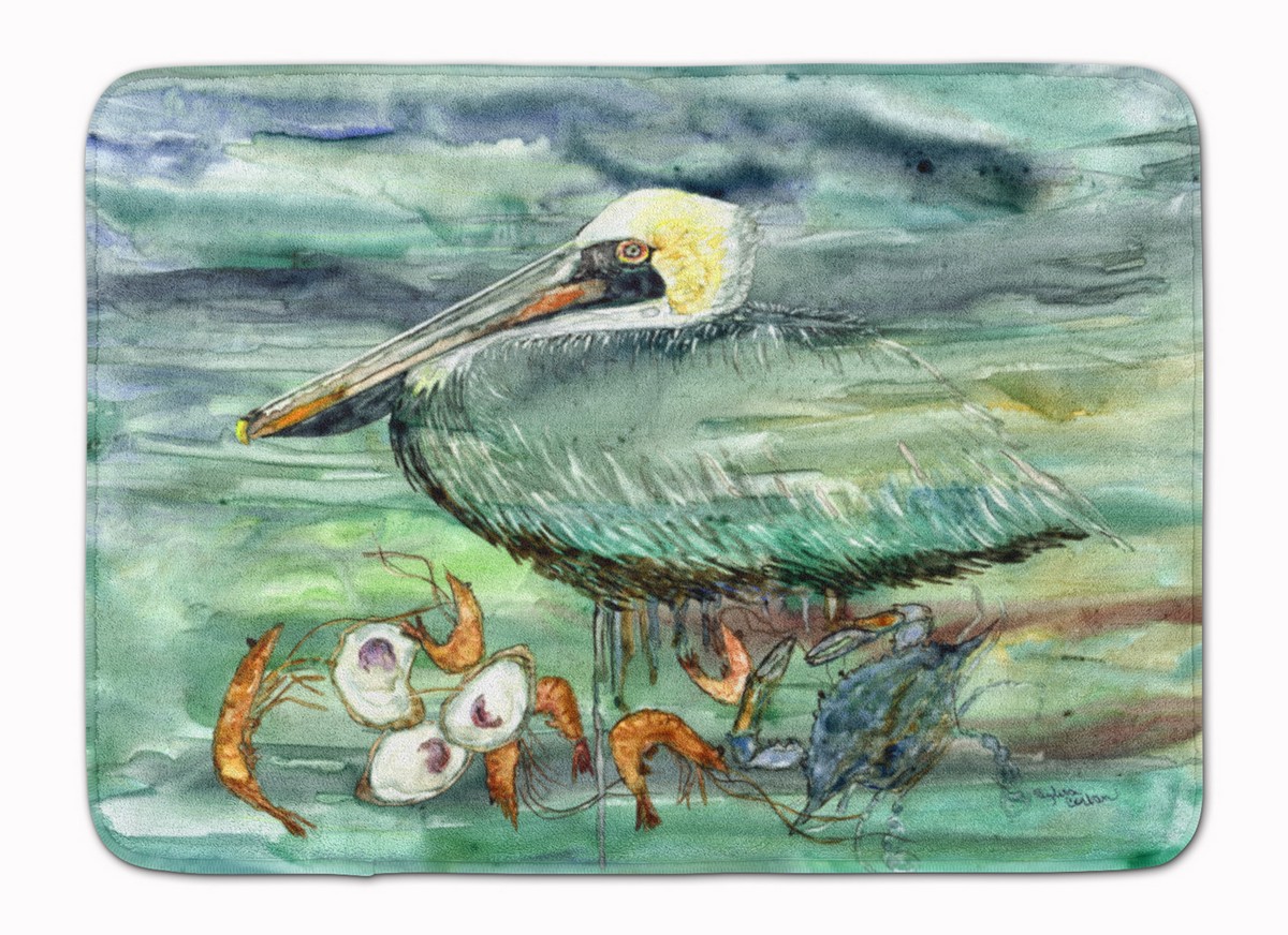 Watery Pelican - Shrimp Crab & Oysters Machine Washable Memory Foam Mat