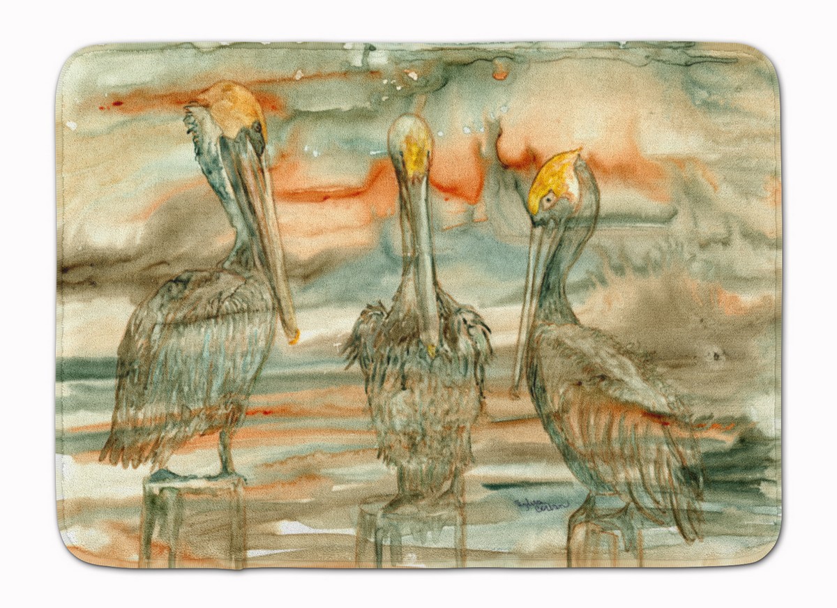 Pelicans on their perch Abstract Machine Washable Memory Foam Mat