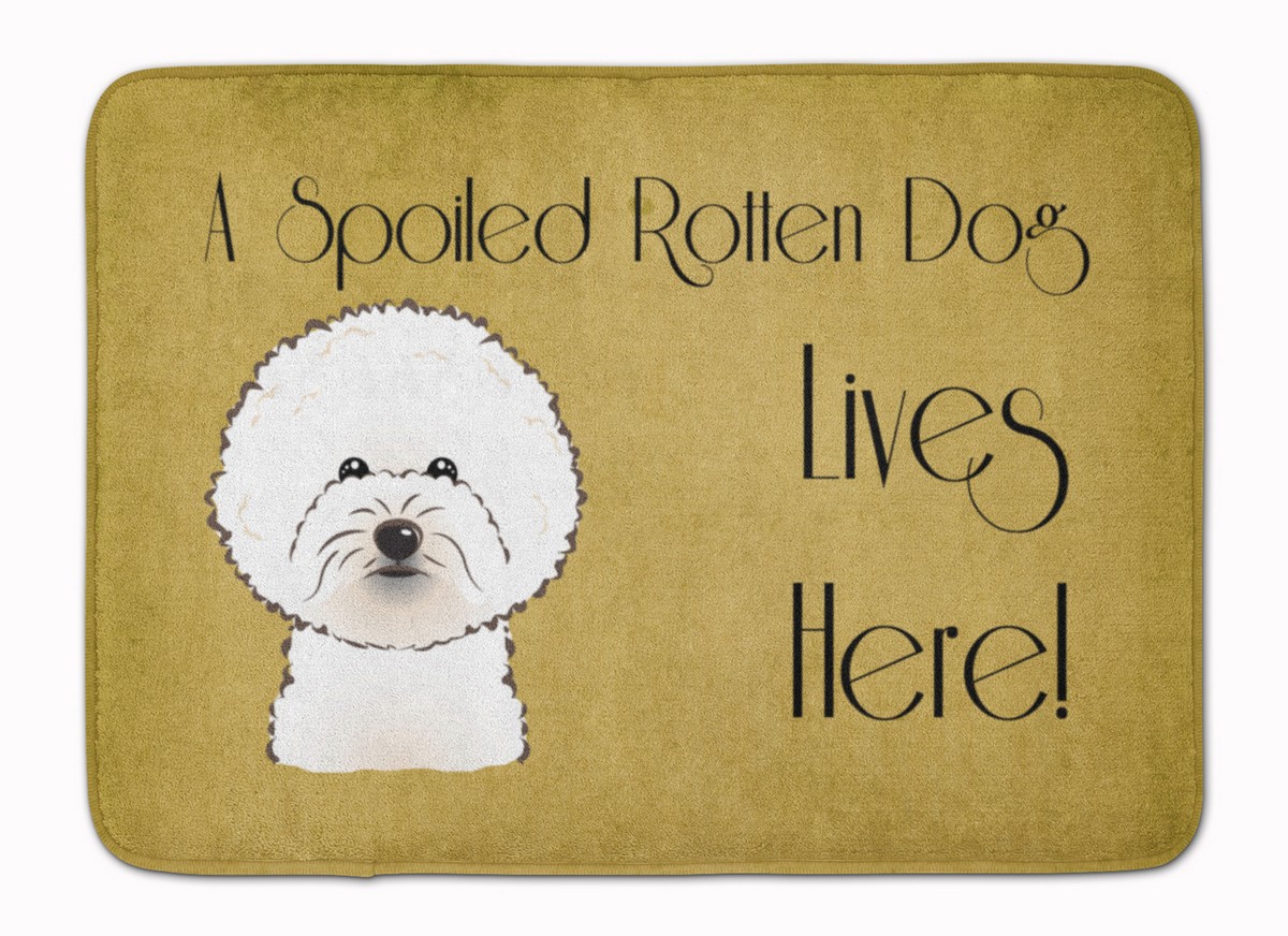 BB1465RUG Bichon Frise Spoiled Dog Lives Here Machine Washable Memory Foam Mat