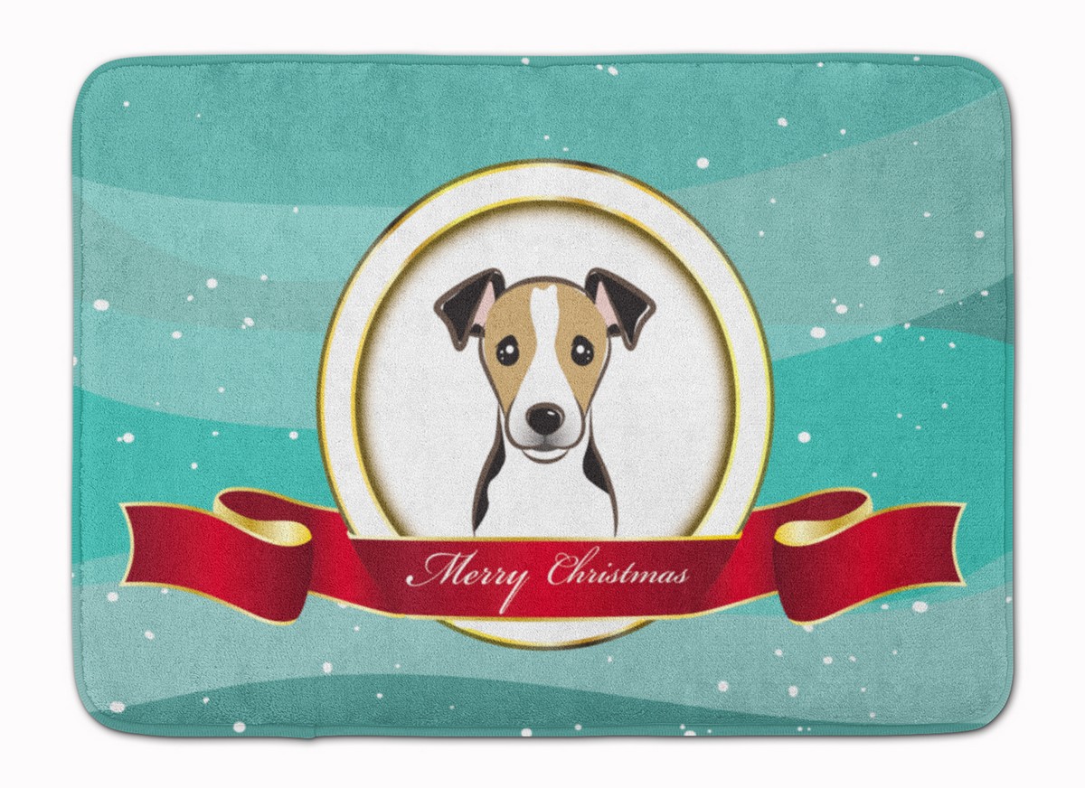 BB1571RUG Jack Russell Terrier Merry Christmas Machine Washable Memory Foam Mat