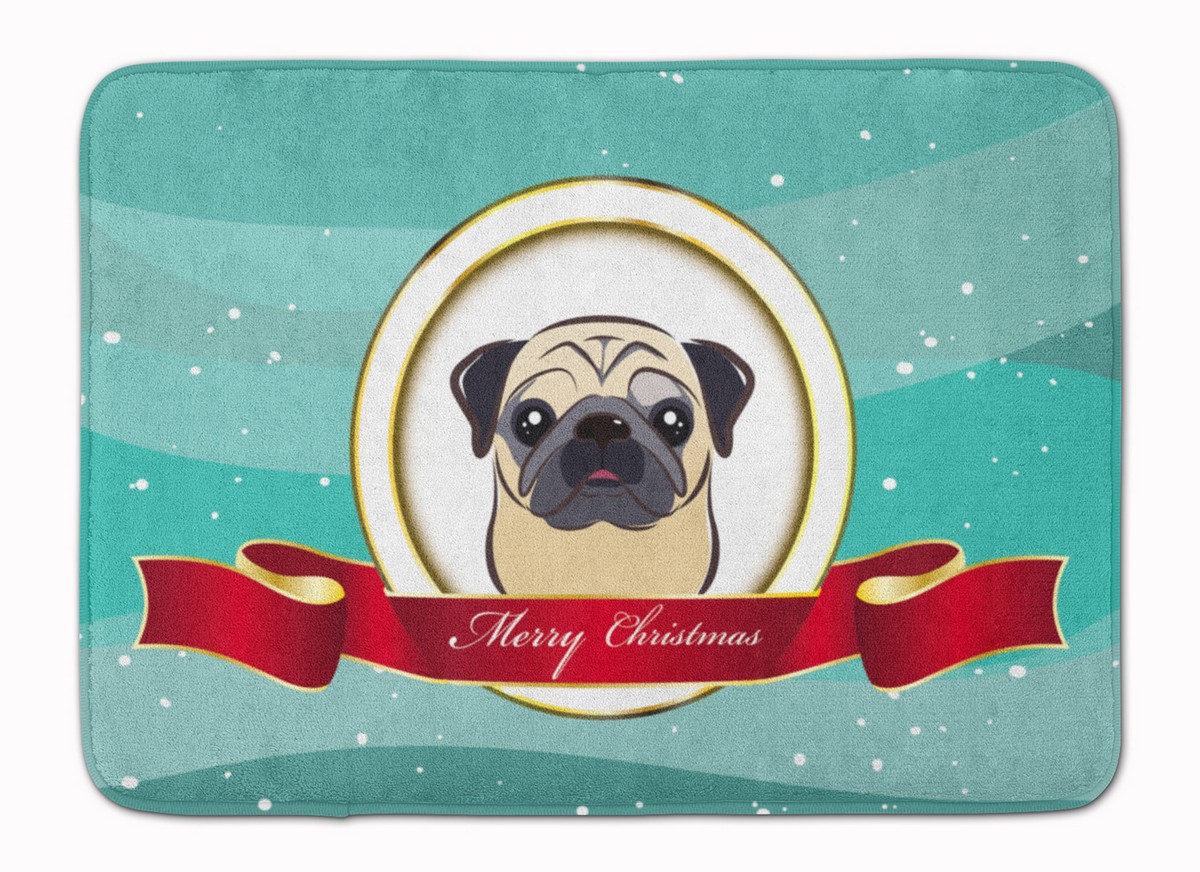 Fawn Pug Merry Christmas Machine Washable Memory Foam Mat