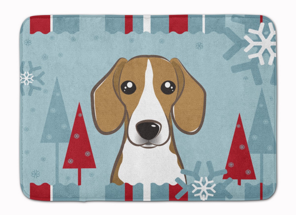 Winter Holiday Beagle Machine Washable Memory Foam Mat