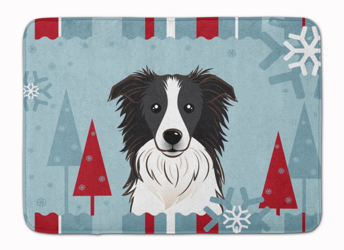 BB1737RUG Winter Holiday Border Collie Machine Washable Memory Foam Mat
