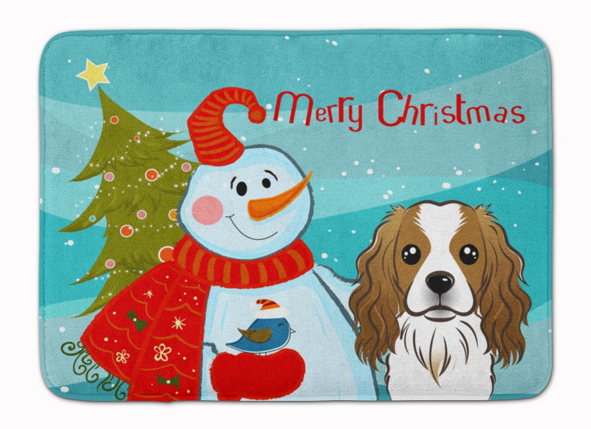 BB1844RUG Snowman with Cavalier Spaniel Machine Washable Memory Foam Mat