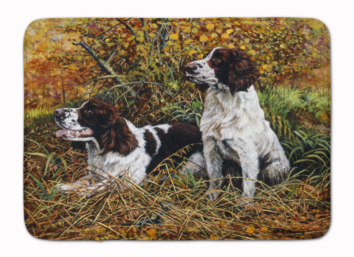 Two Springer Spaniels in the grasses Machine Washable Memory Foam Mat