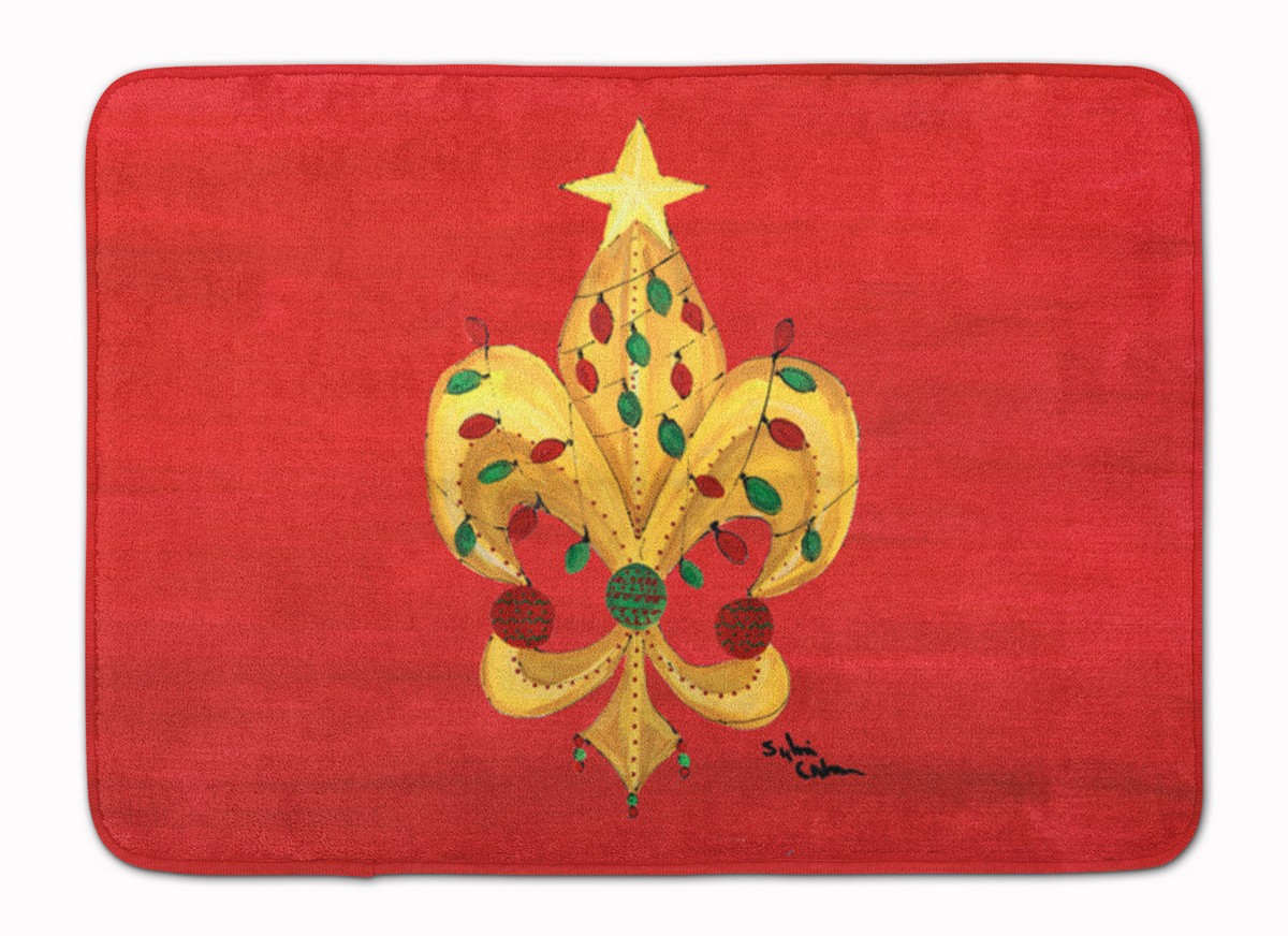 Christmas Fleur De Lis Tree with lights Machine Washable Memory Foam Mat