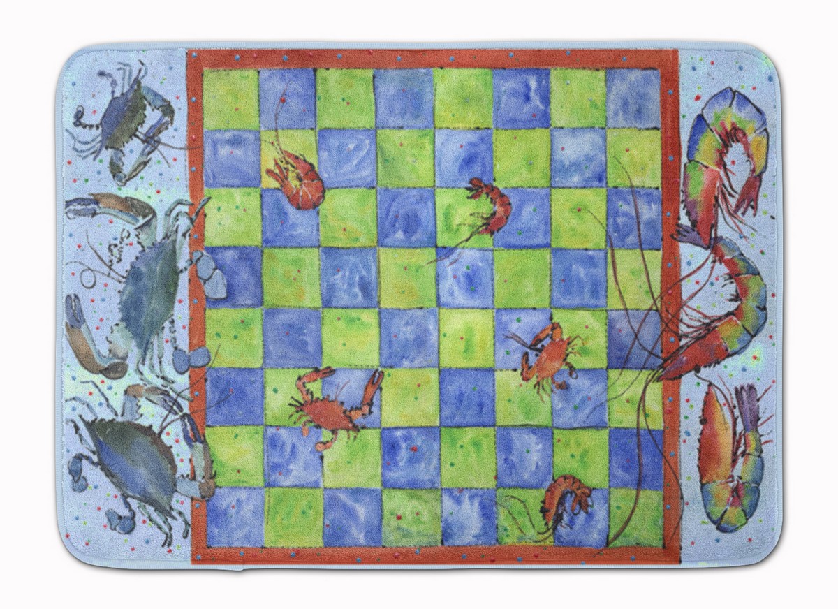 8196RUG Crab & Shrimp Checkerboard Machine Washable Memory Foam Mat