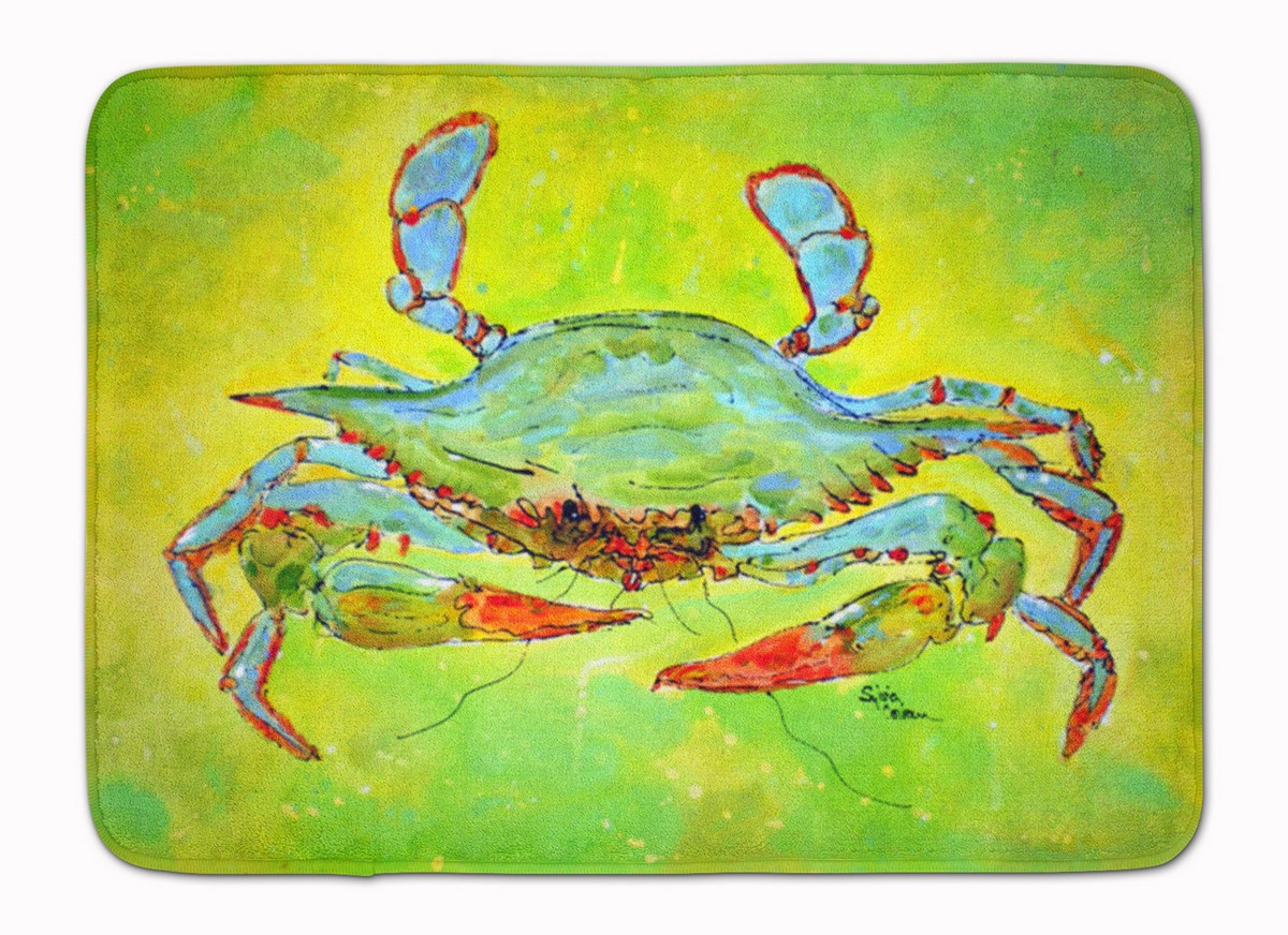 8357RUG Bright Green & Blue Crab Machine Washable Memory Foam Mat