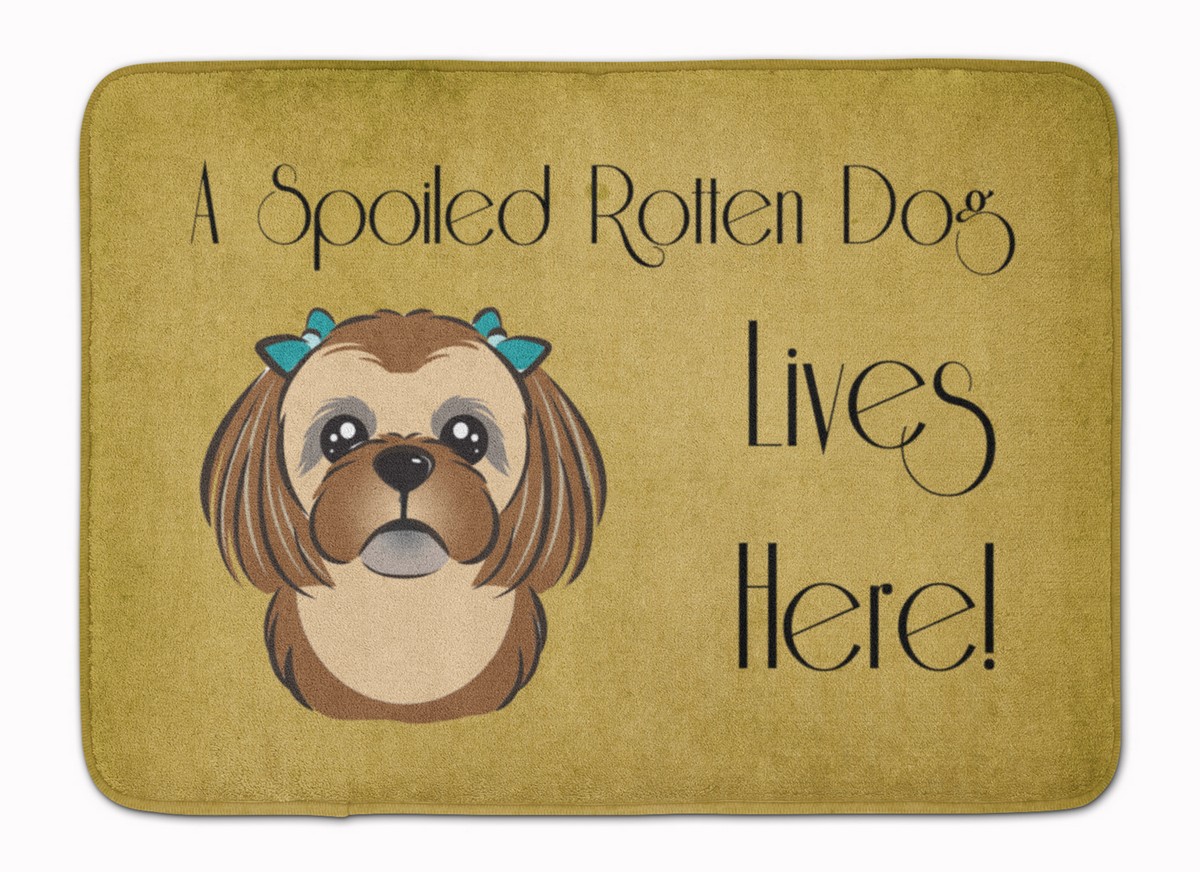 BB1497RUG Chocolate & Brown Shih Tzu Spoiled Dog Machine Washable Memory Foam Mat