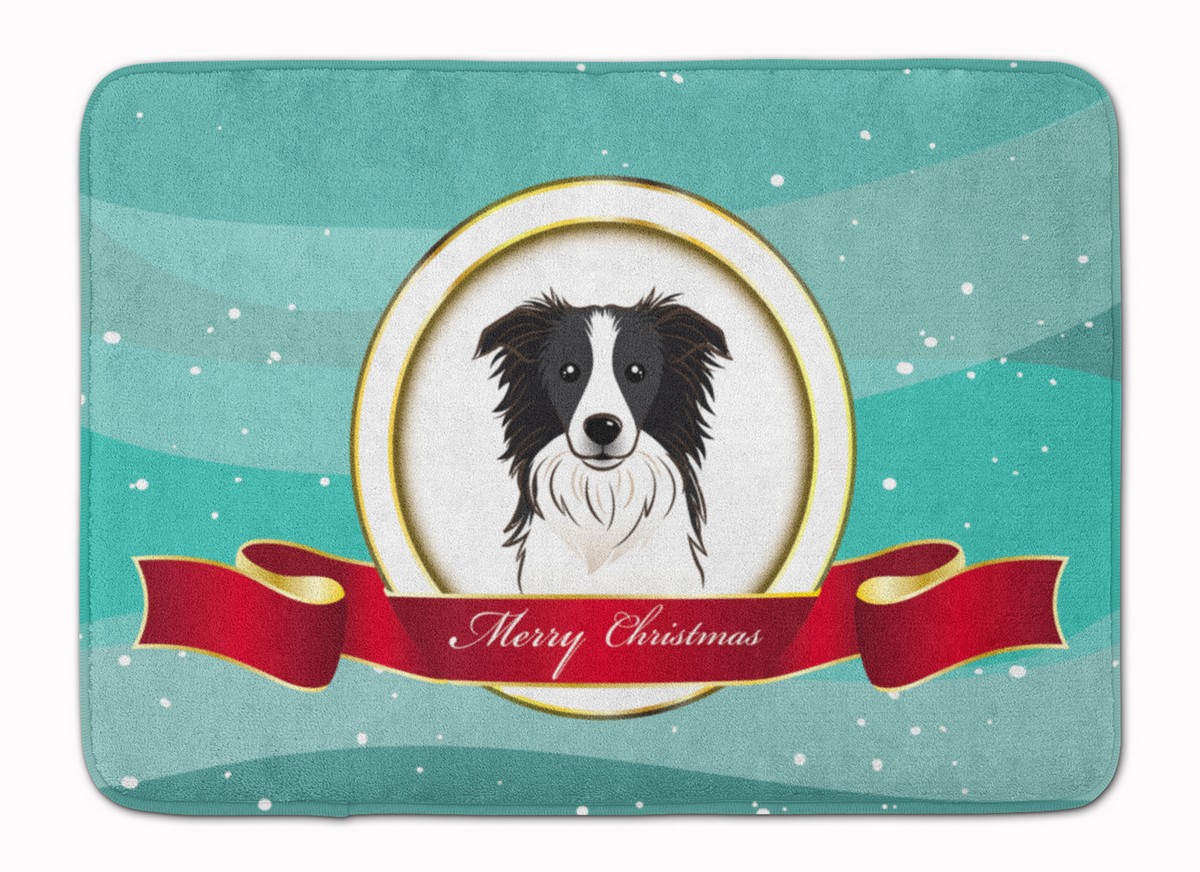 BB1551RUG Border Collie Merry Christmas Machine Washable Memory Foam Mat