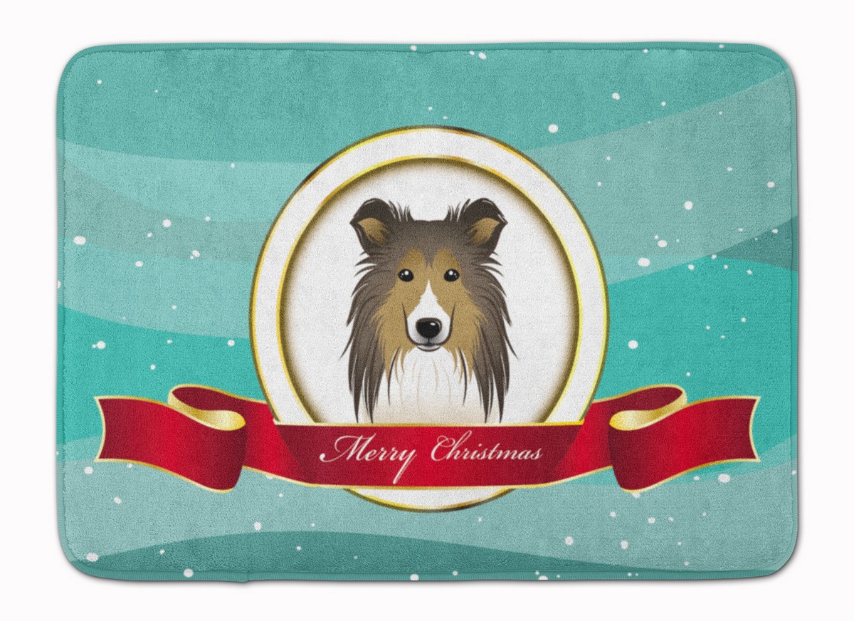 BB1552RUG Sheltie Merry Christmas Machine Washable Memory Foam Mat