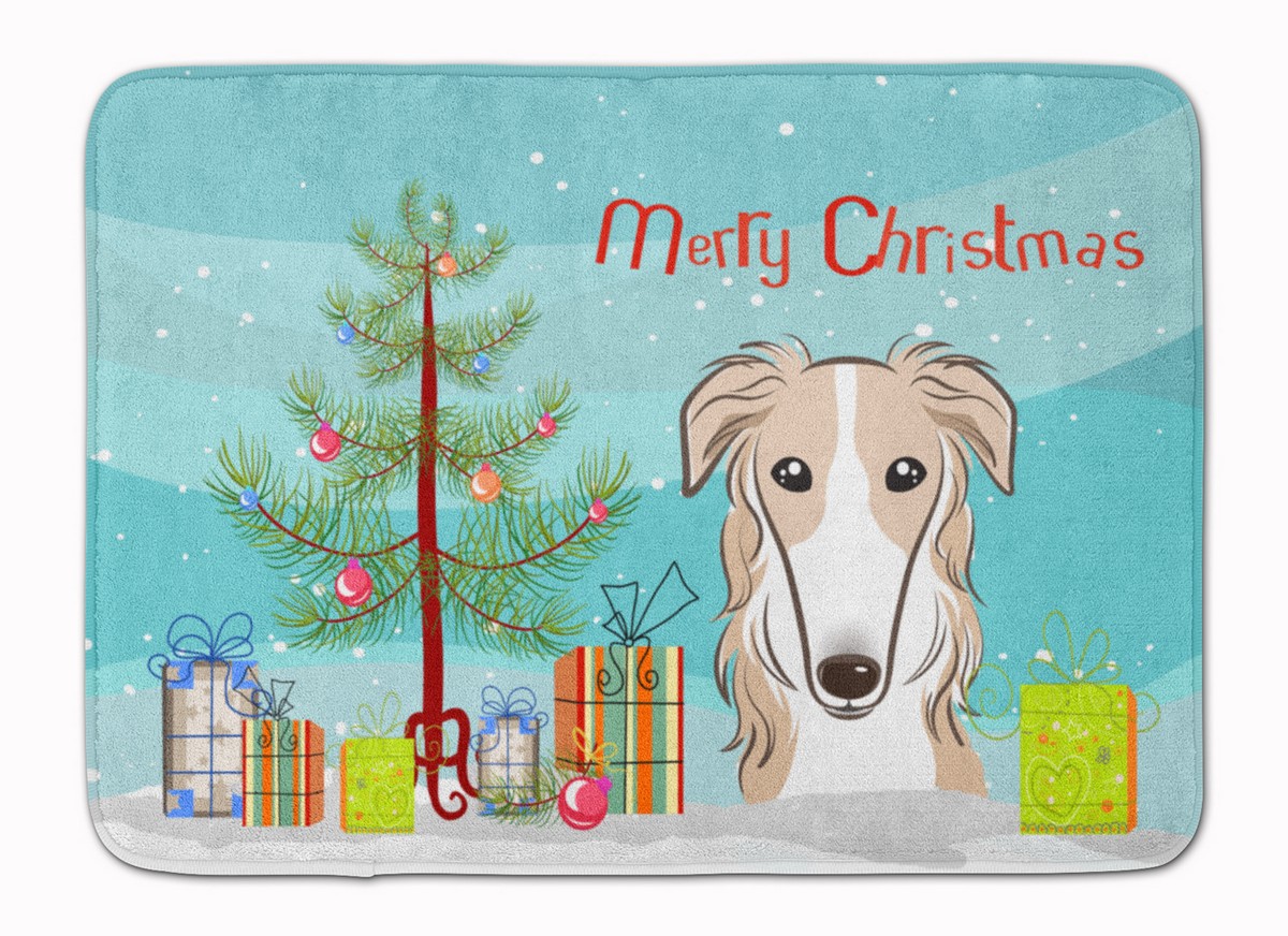BB1600RUG Christmas Tree & Borzoi Machine Washable Memory Foam Mat