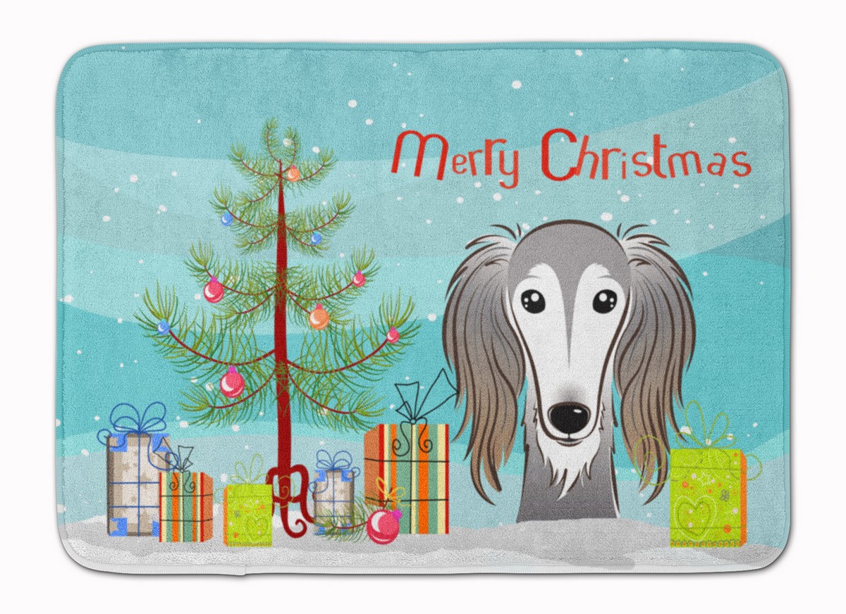 BB1601RUG Christmas Tree & Saluki Machine Washable Memory Foam Mat