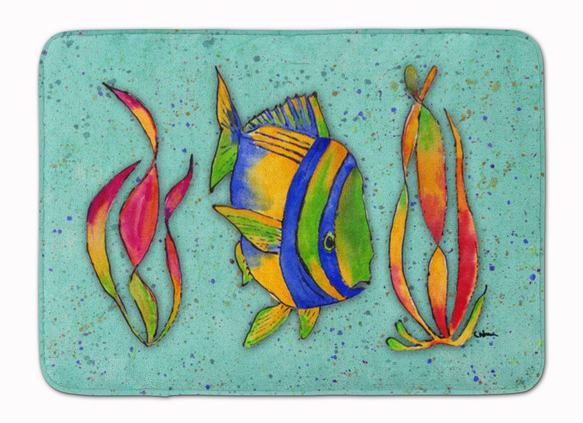 Picture of Carolines Treasures 8569RUG Tropical Fish on Teal Machine Washable Memory Foam