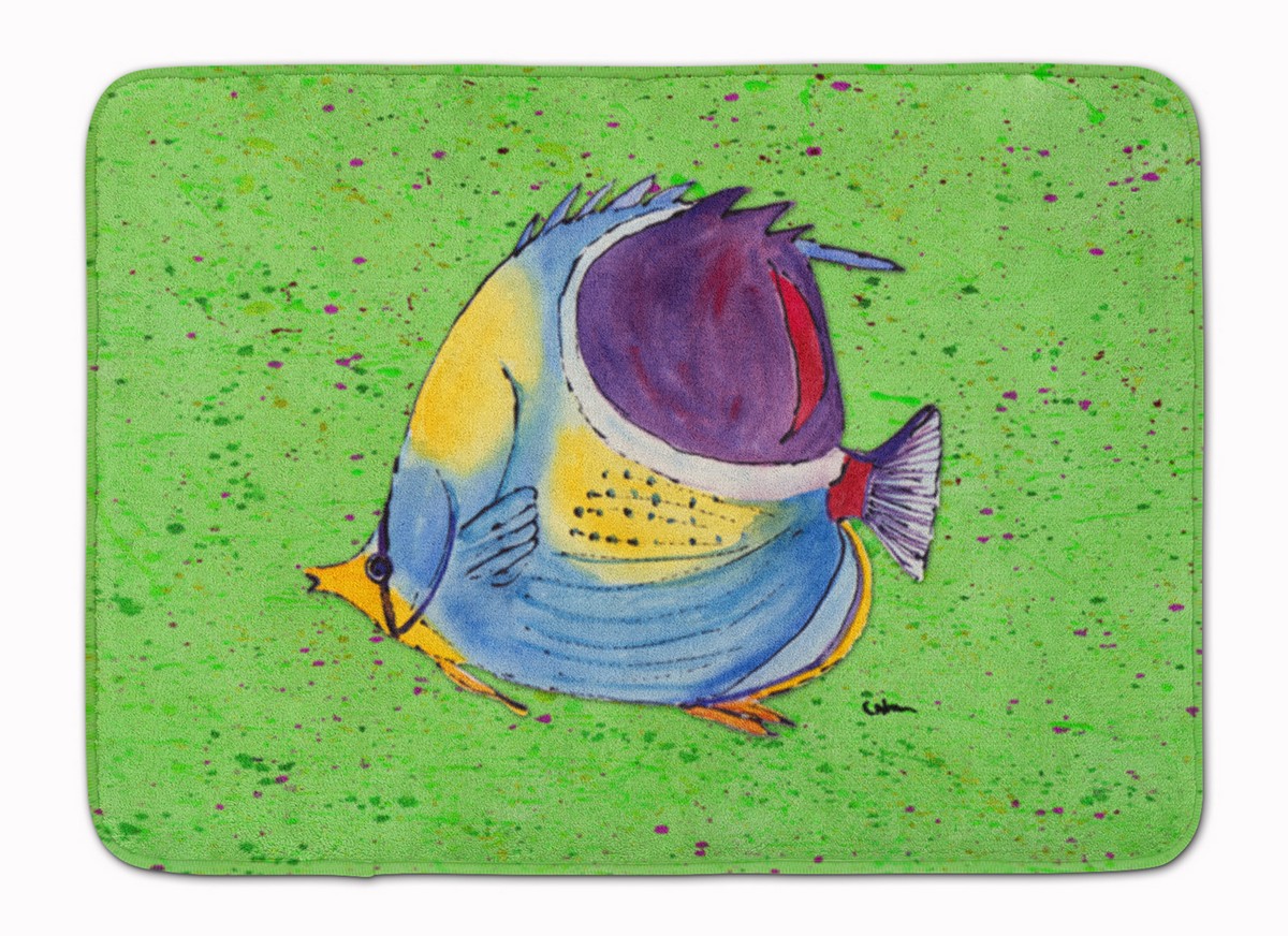 8574RUG Tropical Fish on Green Machine Washable Memory Foam Mat