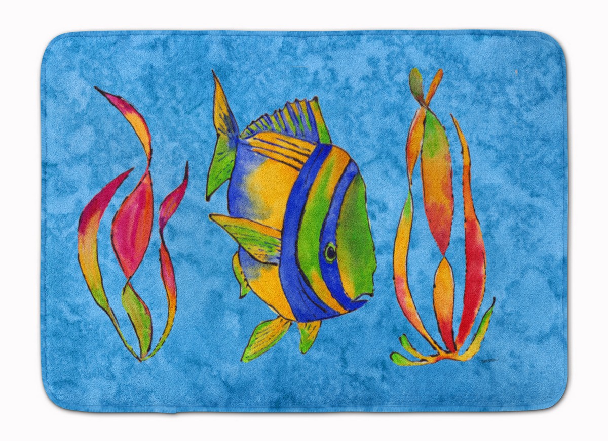 8713RUG Troical Fish & Seaweed on Blue Machine Washable Memory Foam Mat