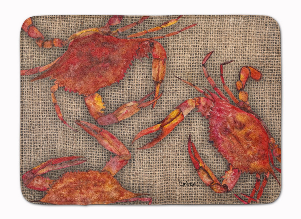 Cooked Crabs on Faux Burlap Machine Washable Memory Foam Mat