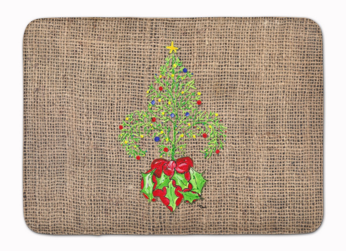 8745RUG Christmas Tree Fleur De Lis Machine Washable Memory Foam Mat
