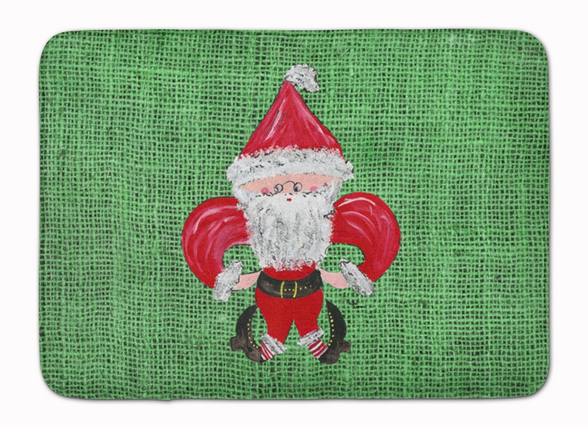 Christmas Santa Fleur De Lis Machine Washable Memory Foam Mat