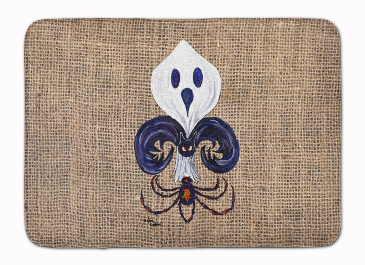 Halloween Ghost Spider Bat Fleur De Lis Machine Washable Memory Foam Mat