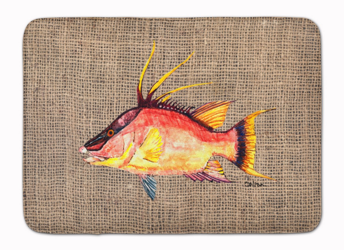 8753RUG Hog Snapper on Faux Burlap Machine Washable Memory Foam Mat