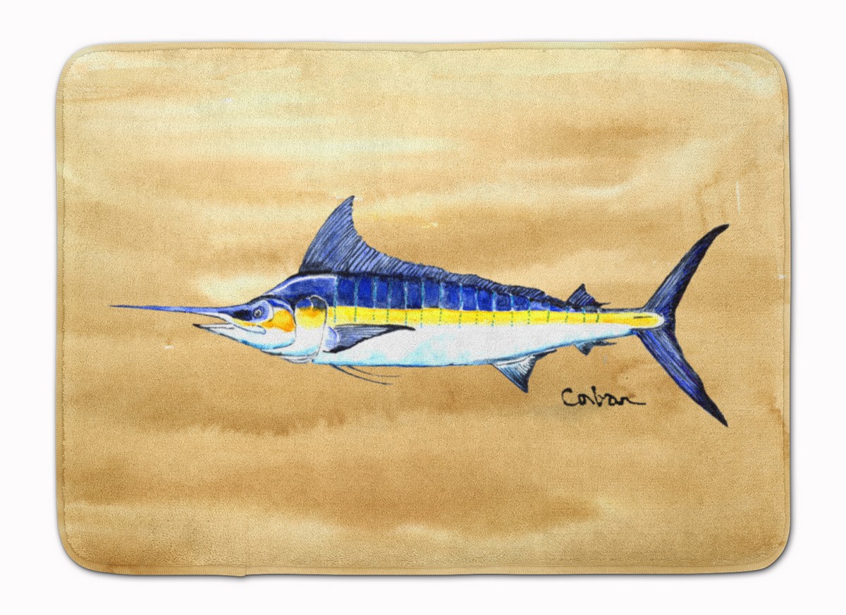 8754RUG Swordfish on Sandy Beach Machine Washable Memory Foam Mat