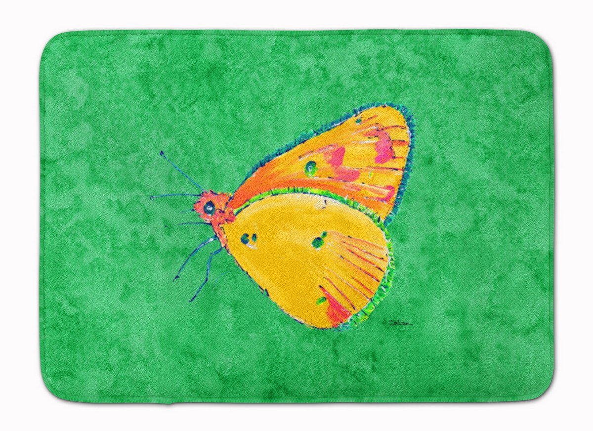 8861RUG Butterfly Orange on Green Machine Washable Memory Foam Mat
