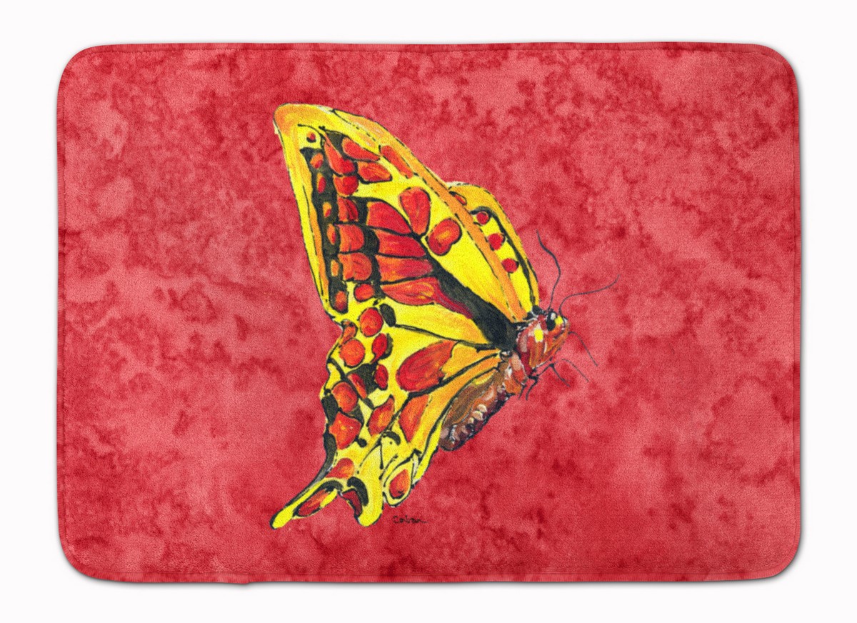 Butterfly on Red Machine Washable Memory Foam Mat
