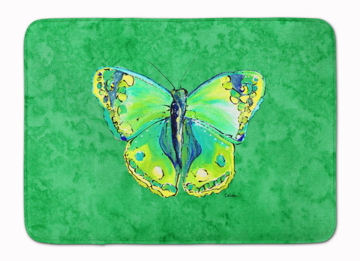 8863RUG Butterfly Green on Green Machine Washable Memory Foam Mat
