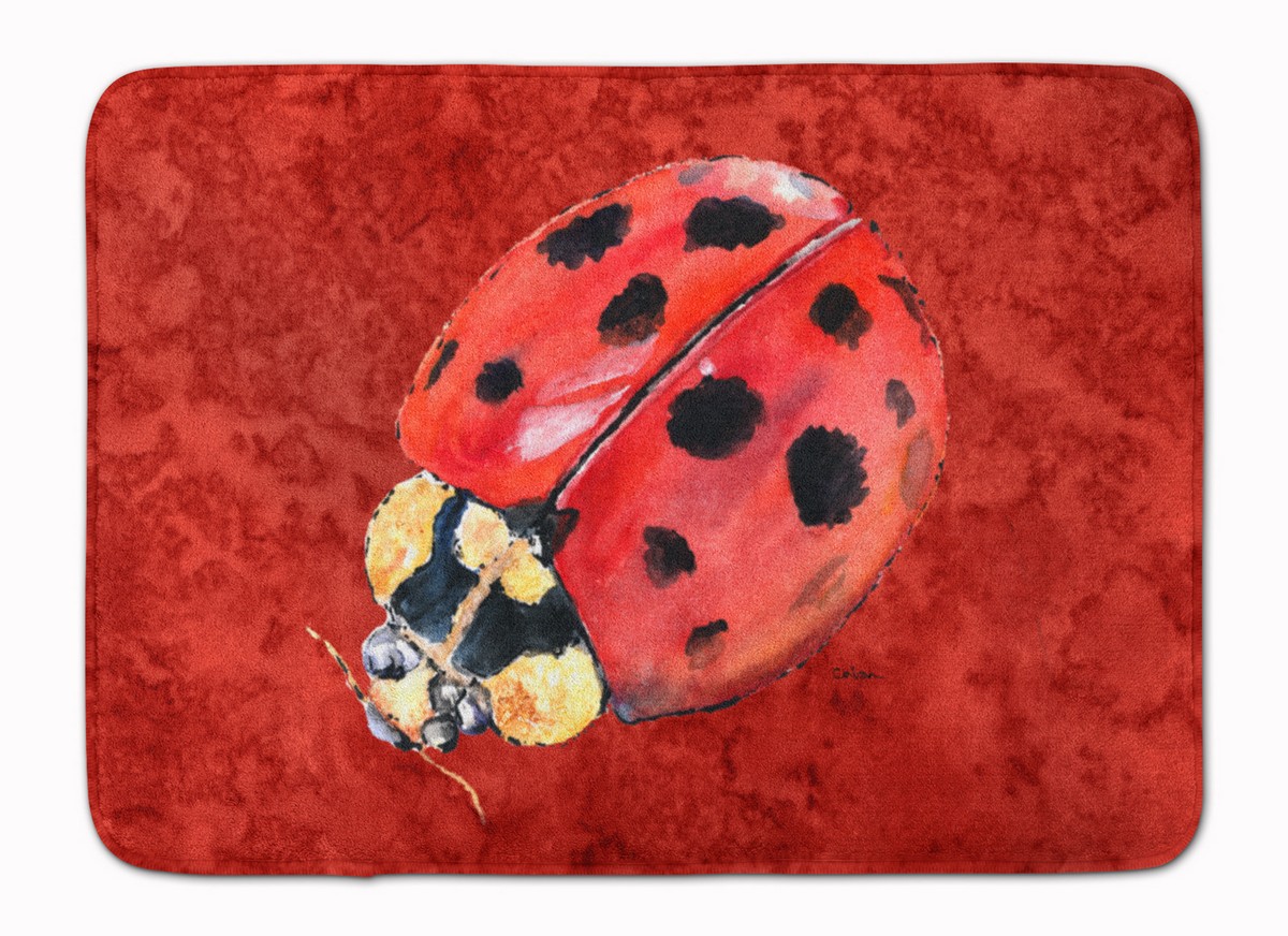Lady Bug on Deep Red Machine Washable Memory Foam Mat