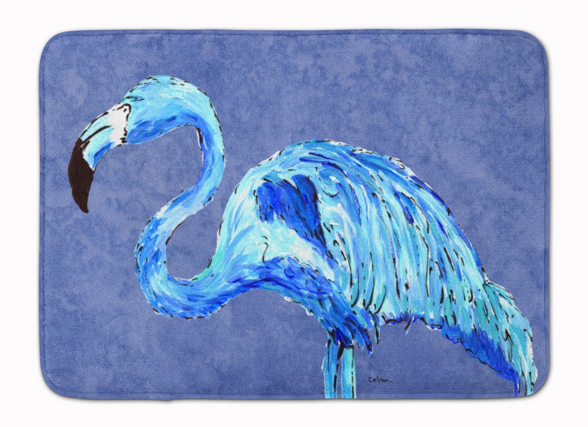 8873RUG Flamingo On Slate Blue Machine Washable Memory Foam Mat