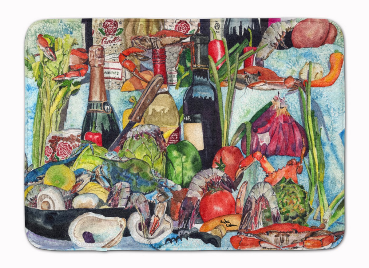 8915RUG Wine Crab Shrimp & Oysters Machine Washable Memory Foam Mat