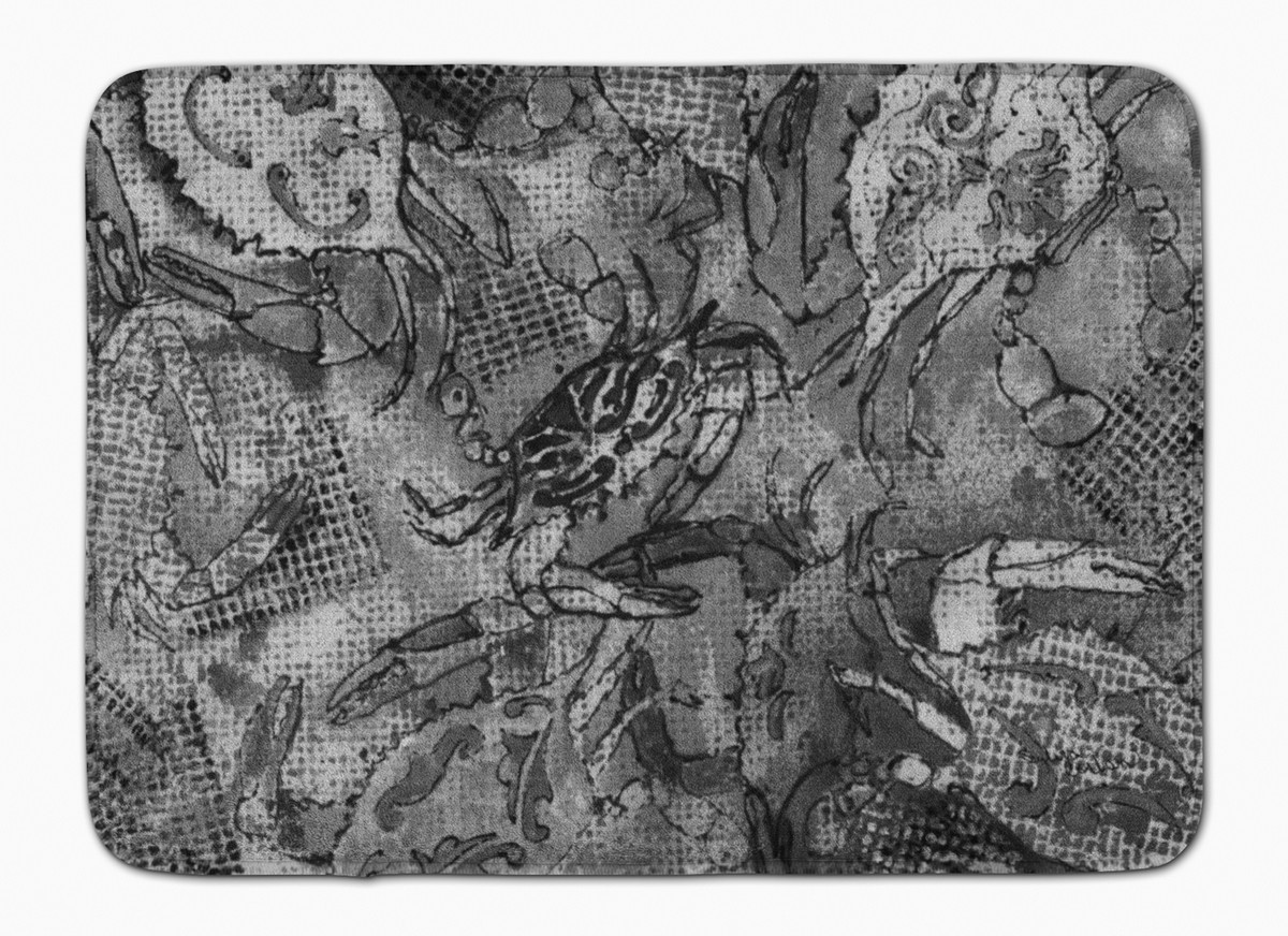 Grey Canvas Abstract Crabs Machine Washable Memory Foam Mat